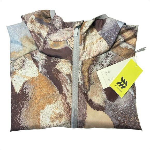 All In Motion Men’s Windbreaker Jacket Brown Stone Packable Hooded Sz Sm - Picture 15 of 15